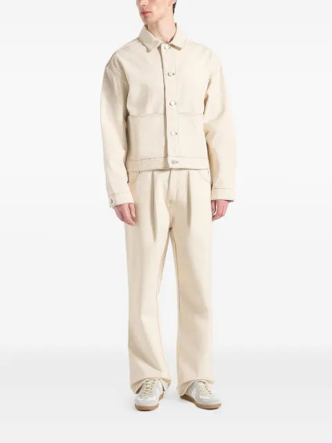 Manière De Voir Damien back-pleat cream denim jacket