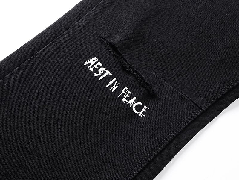 R+A Black Cross Graphic Jeans