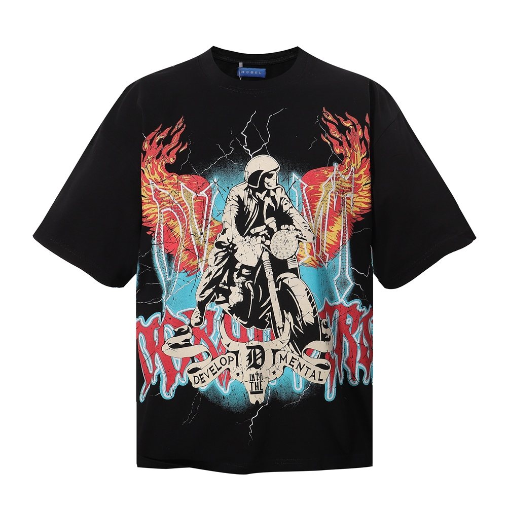 R3BEL Rider Motorcycle Skull Graphic T-Shirt