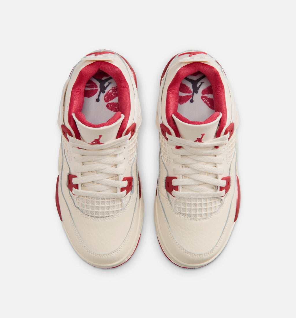 Air Jordan 4 Retro Valentine’s Day – Preschool Lifestyle Shoe in Pale Ivory/Sierra Red/Tough Red