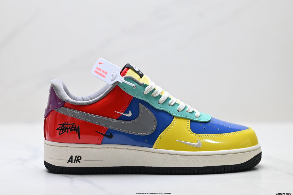 Nike Air Force 1 Low Yellow Blue Green Multicolor Unisex Sneakers Style 07