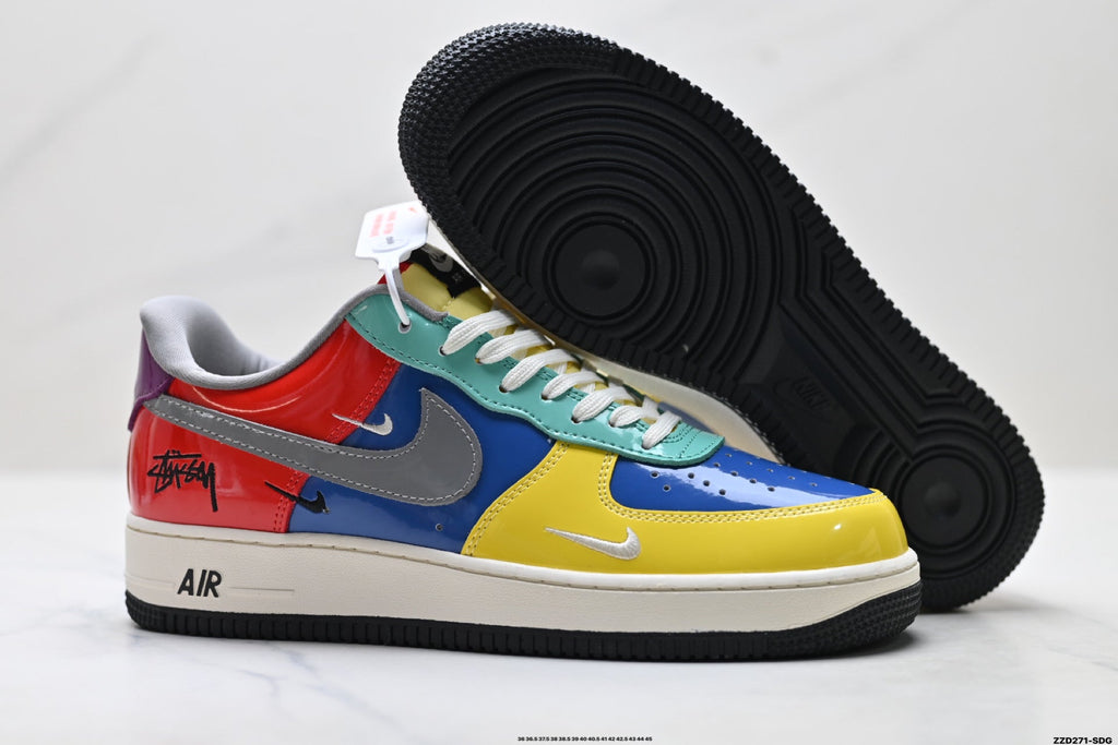 Nike Air Force 1 Low Yellow Blue Green Multicolor Unisex Sneakers Style 07