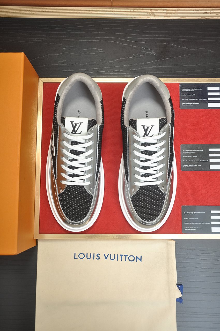 Louis Vuitton Men's Metallic Panel Low-Top Sneakers